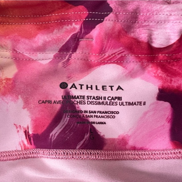 Athleta Ultimate Stash II Capri Leggings Painted Energy Coral, size L - Picture 6 of 8